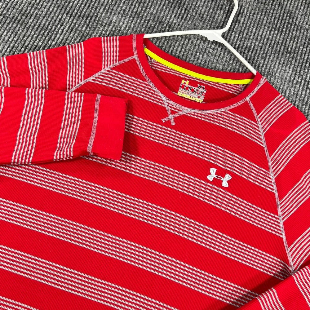 Under Armour Thermal Catalyst Shirt Mens XL Extra Large Red Long Sleeve Crew
